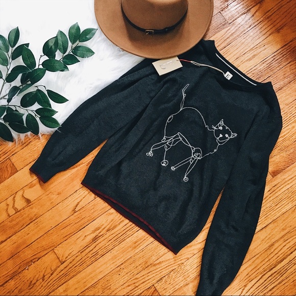 Ellen DeGeneres Sweaters - Ellen DeGeneres • Embroidered Abstract Kitty Cat